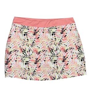 Pebble Beach Dry Luxe Performance Golf Tennis Skort XL Palm Print Pink Orange